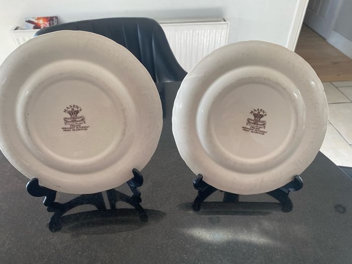 Pair of 9 inch fruit basket plates by masons