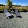 2 black pvc Sun loungers ahd grey cushions Image 3