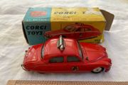 Corgi 213. Jaguar 2.4 Fire Service car. Boxed . Box and model in excellent condition (1959/61)