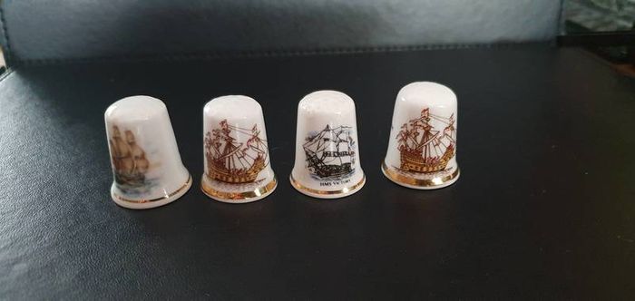 Bone China Thimbles Ships& Trains Themed