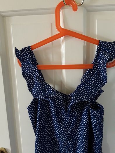 Navy Blue polka dot jumpsuit 12-13yr with pockets