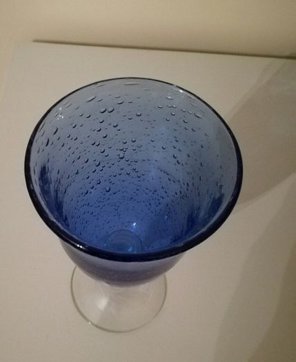 Hand Blown Blue Goblet Wine Glass
