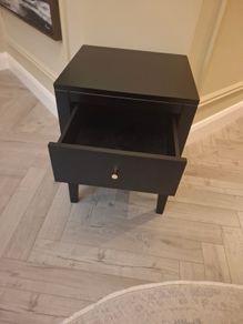 Bedside locker  - black with gold knobs