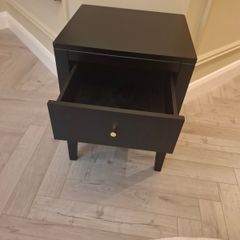 Bedside locker  - black with gold knobs