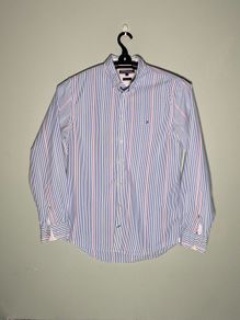 Tommy Hilfiger Mens Pin Stripe Long Sleeve Shirt Size Medium