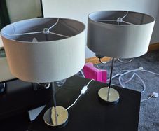 2 x Grey & Silver Shade Table Lamp