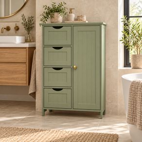 Bathroom Storage Cabinet with Drawers Muted Sage Green