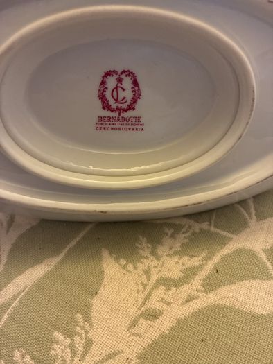 Vintage porcelain "Bernadotte gravy boat with attached under plate