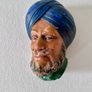 Bossons Head SIKH Chalkware Wall Hanging Vintage 1966 Made In England Image 3
