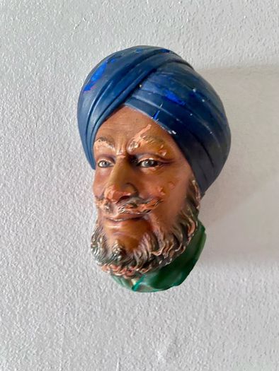 Bossons Head SIKH Chalkware Wall Hanging Vintage 1966 Made In England