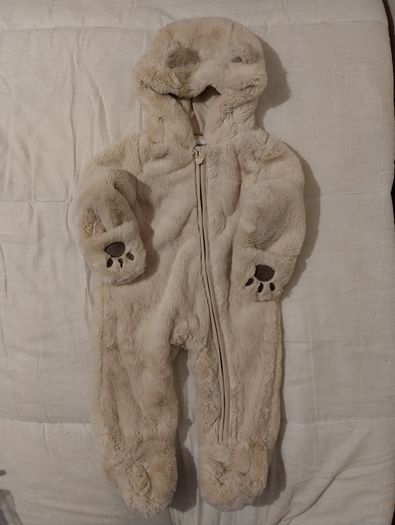 fluffy Cosy Hooded pramsuit all in one