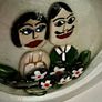 Handmade wedding couple pebble art Image 2