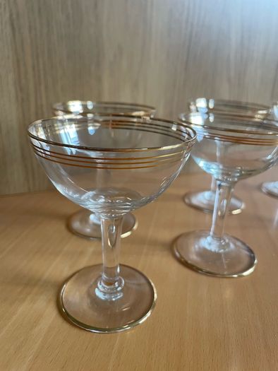 Vintage Gold Ring Champagne Coupe Glasses