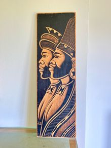 Wooden hand carved plaque
