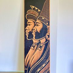 Wooden hand carved plaque