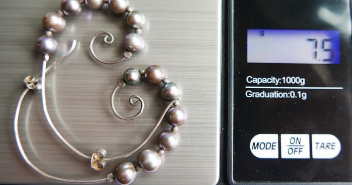 Vintage 925 Sterling Silver and dark pearl swirl earrings