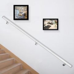 Stair Handrail 6ft Length Stair Rail Aluminum Handrails for Stairs 200lbs Load Capacity Stairway Railing Long Steel Pipes Hand Rails for Indoor Stairs Wall Mount Staircase (FREE SHIPPING)