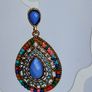 Gold Multi Coloured Crystal & Gem Boho Waterdrop Earrings Image 9