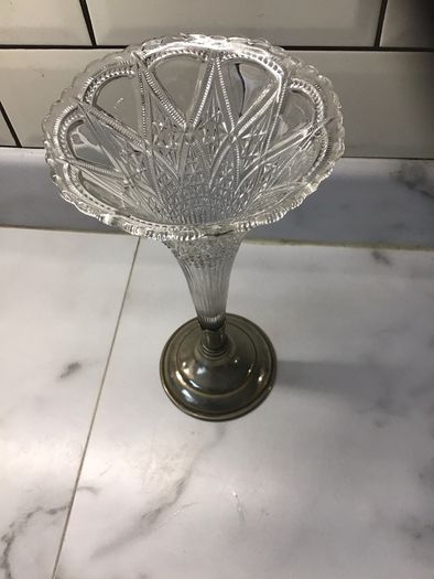 Unique Cone shaped 1950's Flower Vase on EPNS base