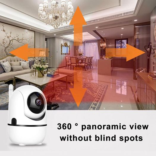Smart WiFi Security Camera 360Pan/Tilt, Baby & Pet Monitor with Night Vision, Motion Detection, Two-Way Audio, Cloud Storage, Mobile Alerts, Remote Viewing Indoor