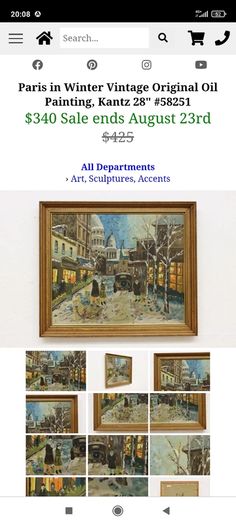 Vintage 1960's original oil painting of a Parisian street(Thierry artist)