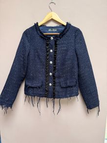 navy tweed blazer