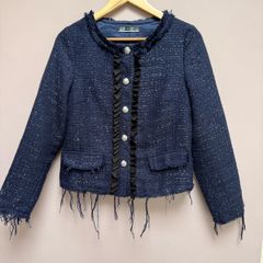 navy tweed blazer