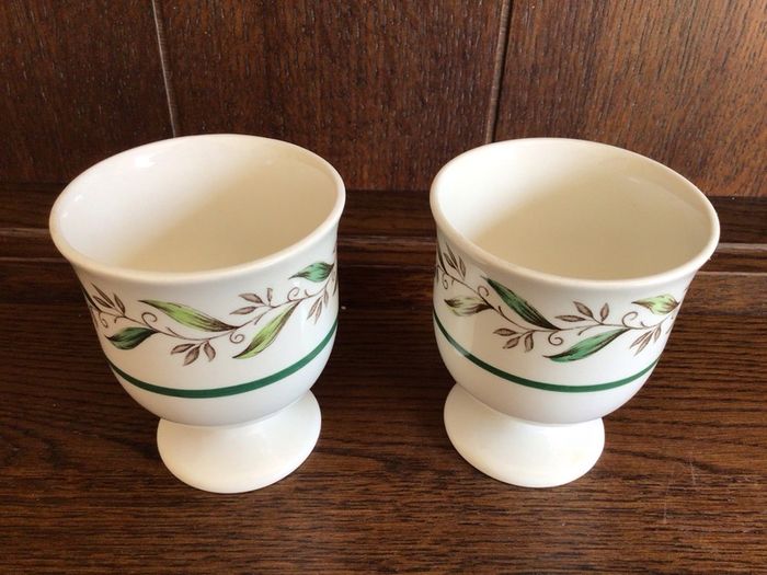 A Pair of Vintage Royal Doulton Almond Willow Pattern Extra Large Egg Cups
