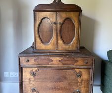 Antique Wooden Cabinet Chest with Decorative Inlay, professionally Valued