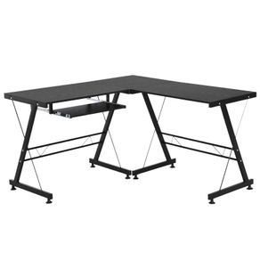 L-Shaped Corner Desk Computer Desk For Home Office Workstation w/Slide-Out Keyboard Tray Adjustable feet (FREE POSTAGE)
