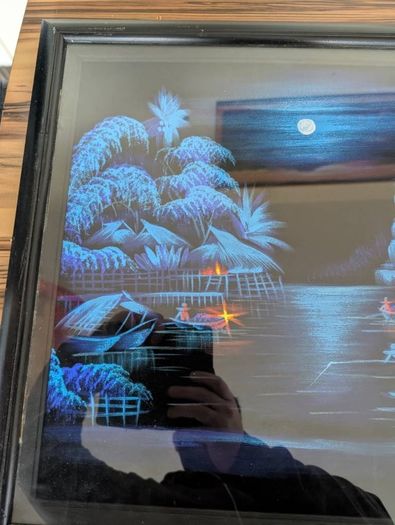 Vintage Signed Middle Eastern Night Landscape Painting Framed Circa 1980s1990s