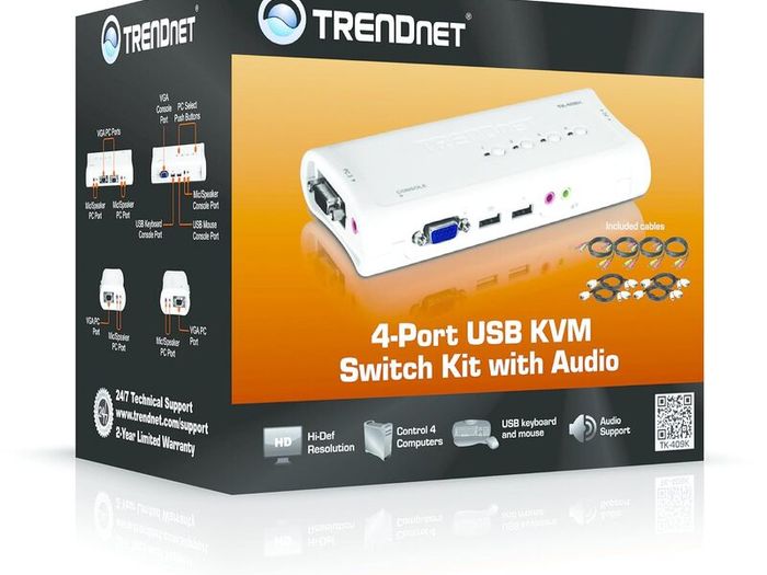 Trendnet 4 Port 4 Displays USB DVI KVM Switch 2048 x 1536 pixel Maximum Resolution