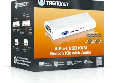 Trendnet 4 Port 4 Displays USB DVI KVM Switch 2048 x 1536 pixel Maximum Resolution