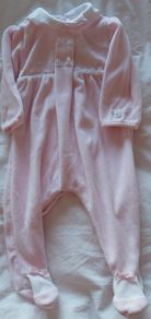 Emile et Rose Pink Velour Babygrow 3 Months (62cm)