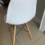 2 Contemporary White Chairs with Oak Legs Image 4