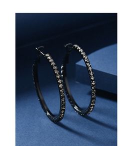 Sparkly Black Hoop Earrings - new - nice gift