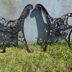 Pair of decorative cast  iron bench ends