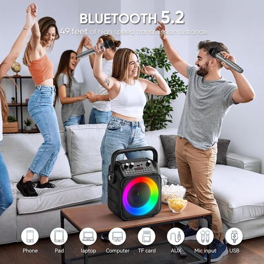 Karaoke Machine + 2 Wireless Mics - Bluetooth - New Sealed