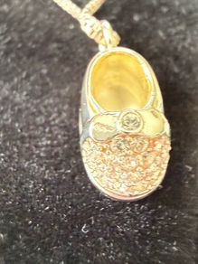 Silver baby shoe with cz stones