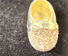 Silver baby shoe with cz stones