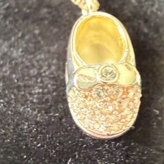 Silver baby shoe with cz stones