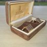 Antique, gold-plated H. Samuel cufflinks in original box. Image 3