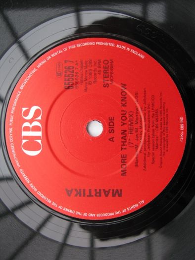 Classic Vinyl 45 Martika 7'' Remix 'More than you know''