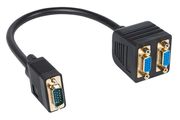 New Premium VGA Cord Monitor Splitter Cable Adapter 1x Male 2x Female # 1548