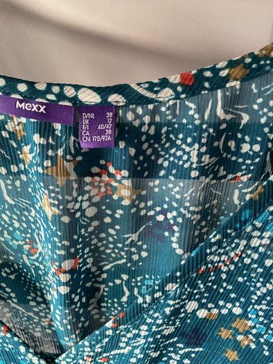 dress mexx teal pattern kimono style summer dress size 12