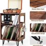 Rustic Record Player Stand, End Table with Record Storage, Vinyl Record Storage Cabinet Holder with Metal Legs, Turntable Stand Record Player Cabinet for Living Room, Bedroom, Holds 160 Albums Image 5