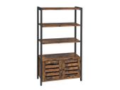 Industrial style shelf with louvre doors  bookcase, bookcase with 3 shelves, 2 louvre doors, living room, study, bedroom, 70 x 30 x 121.5 cm, industrial design, vintage brown-blac