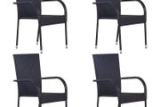Stackable Outdoor Chairs 4 pcs Poly Rattan Black