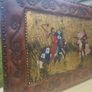 Vintage large leather painting of a medieval knights duel Image 2
