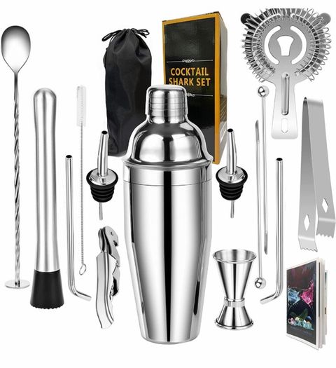 Cocktail Set,14 Piece Cocktail Making Set for Drink Mixing, Stainless Steel Bar Tool Kits with 750ml Cocktail Shaker